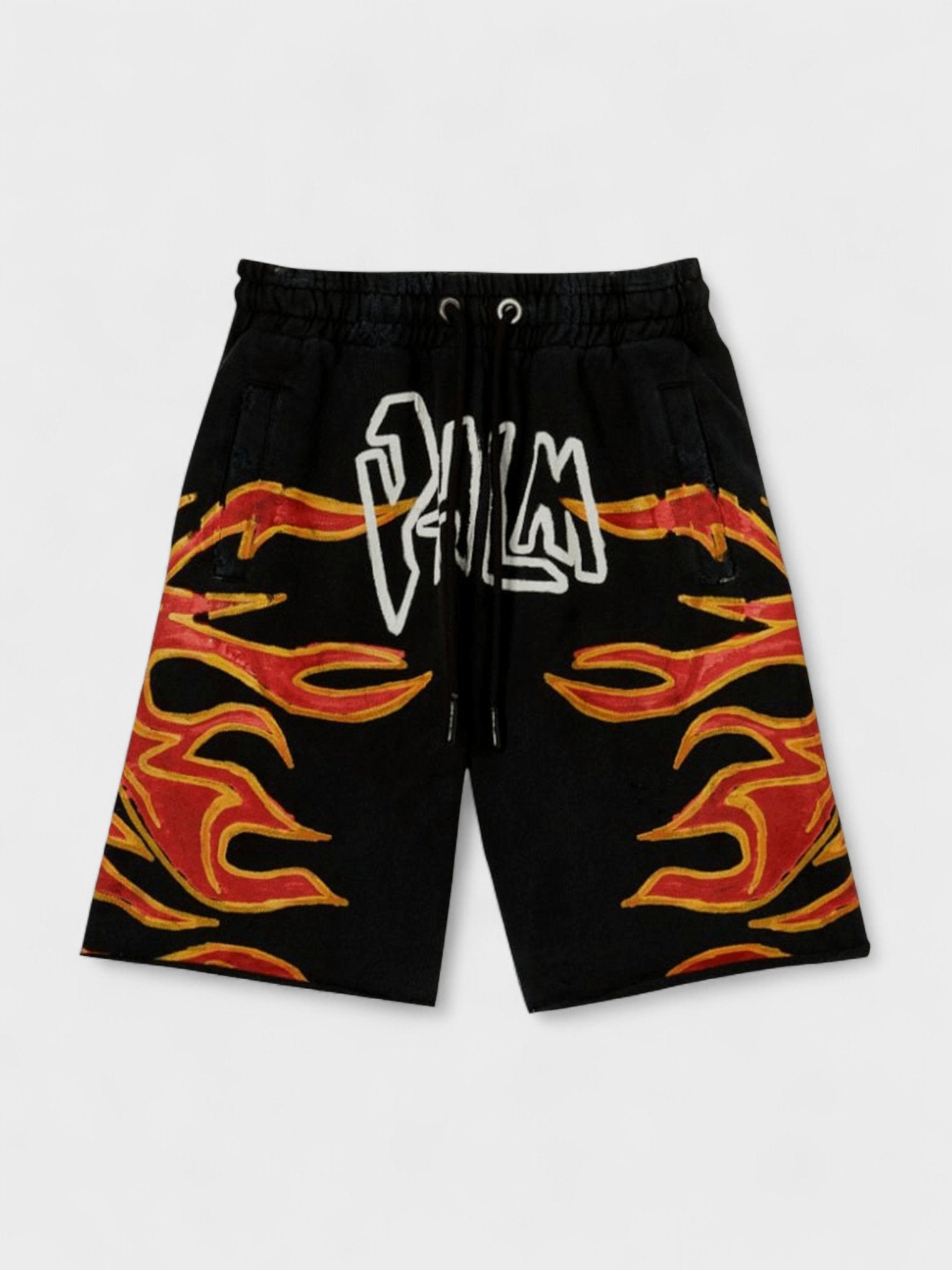 Palm Angels Men's  Graffiti Flames Sweatshorts Black in Size L, BrandAlley