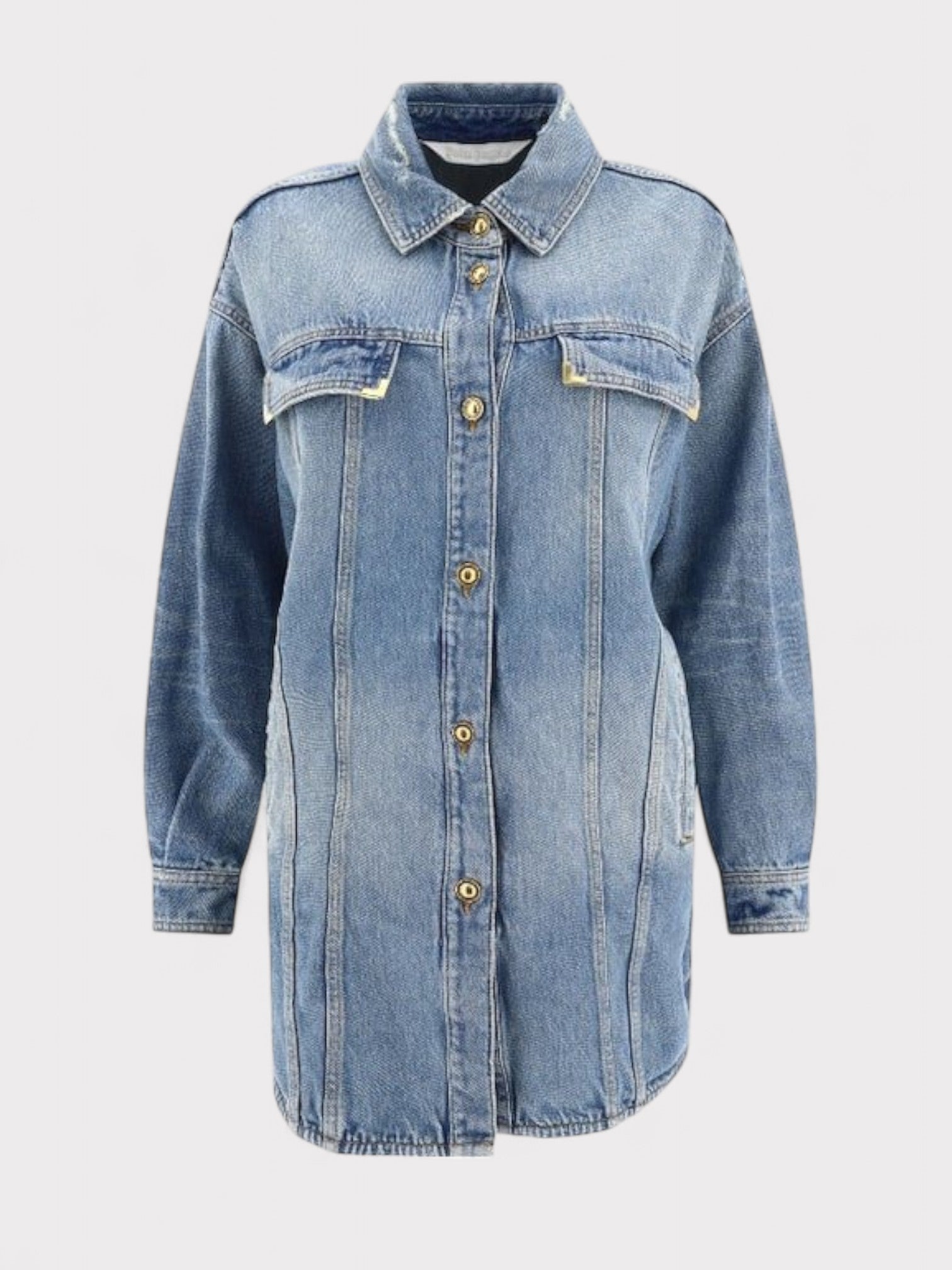 Palm Angels Women's   Blue Washed Logo Denim Overshirt in Size S, BrandAlley