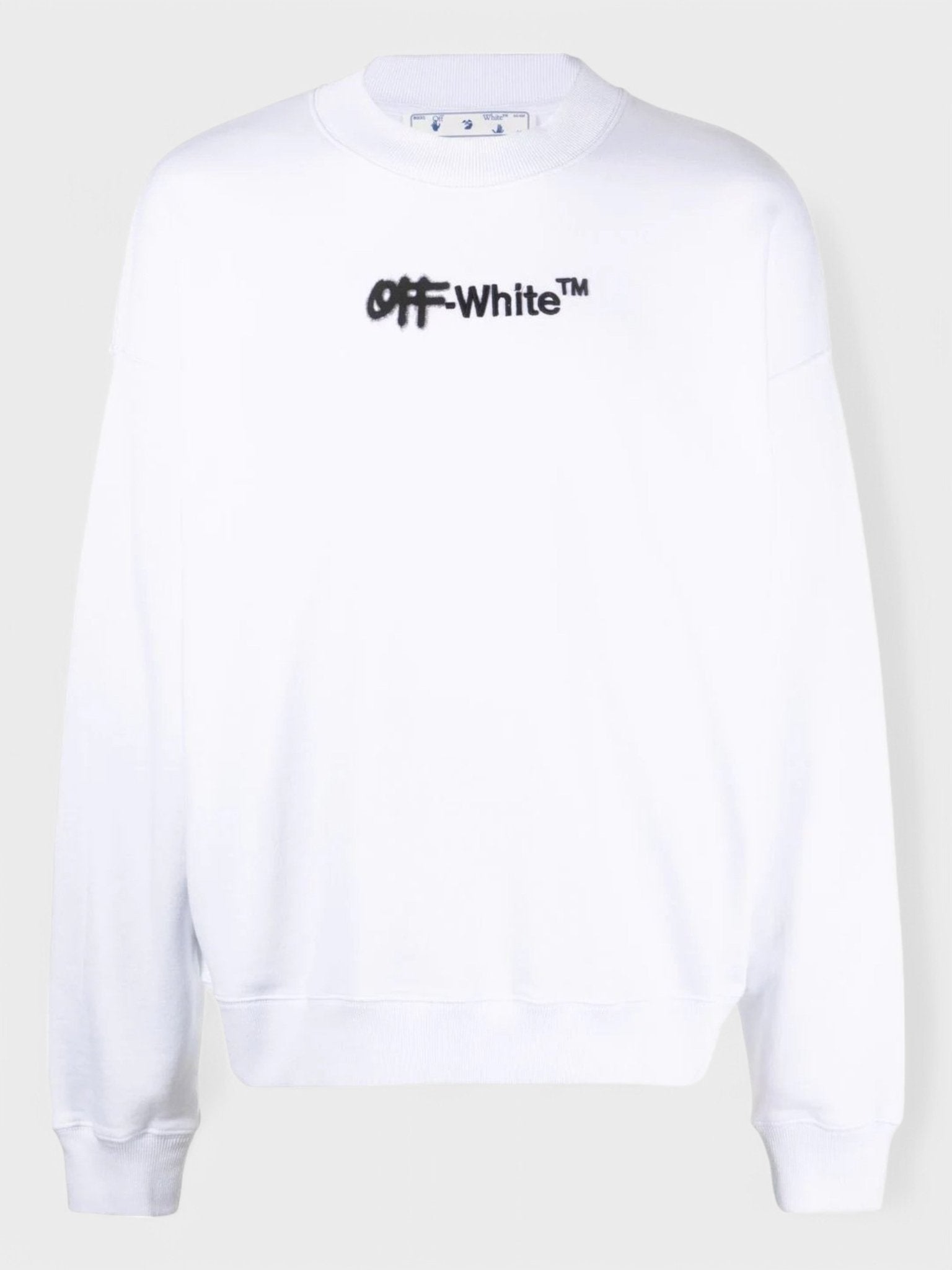 Off-White Men's   White Off- Spray Helv Skate Crewneck in Size XXL, BrandAlley