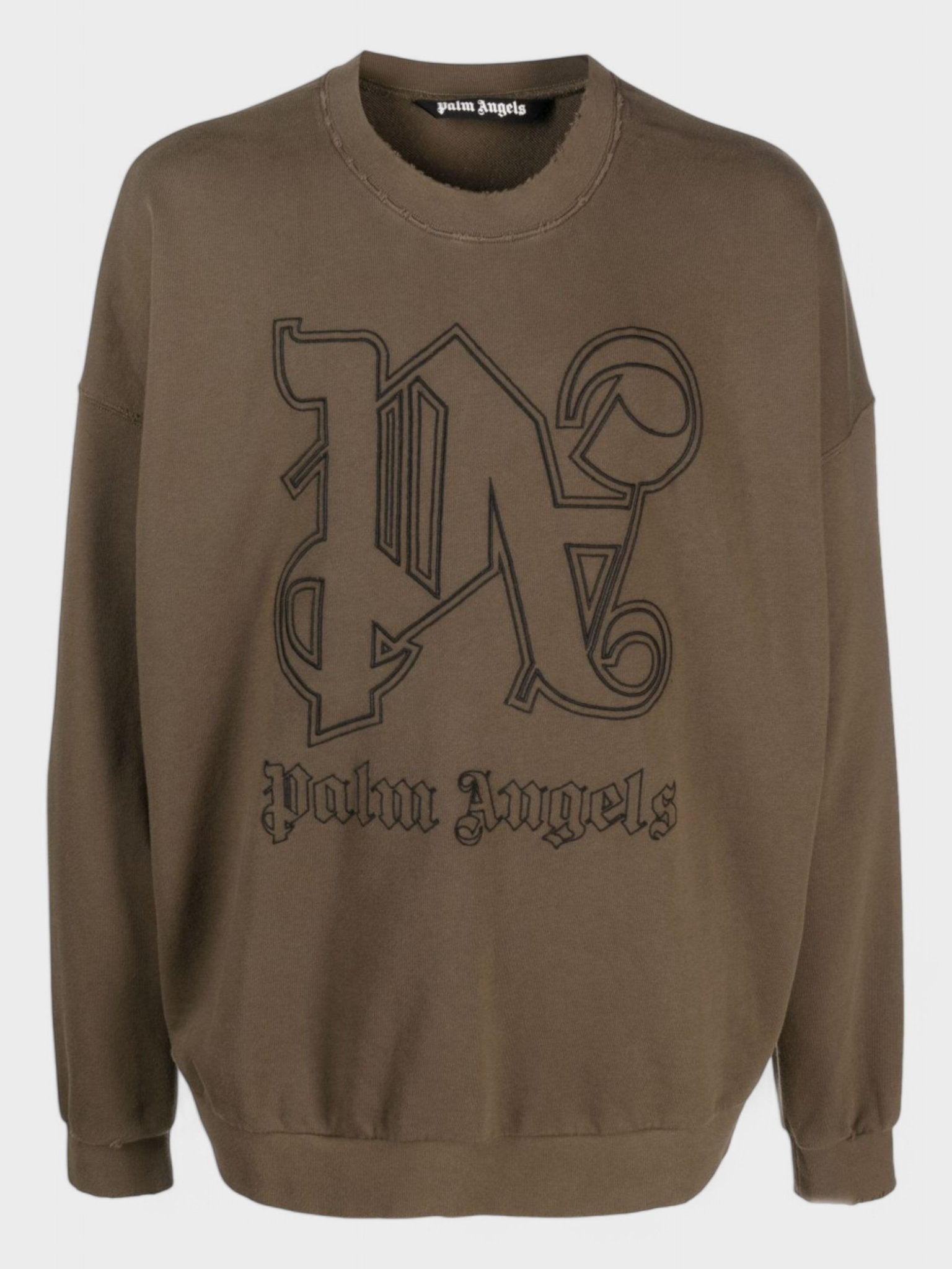 Palm Angels Men's   Brown Monogram Statement Crew 'Brown/Black' in Size M, BrandAlley