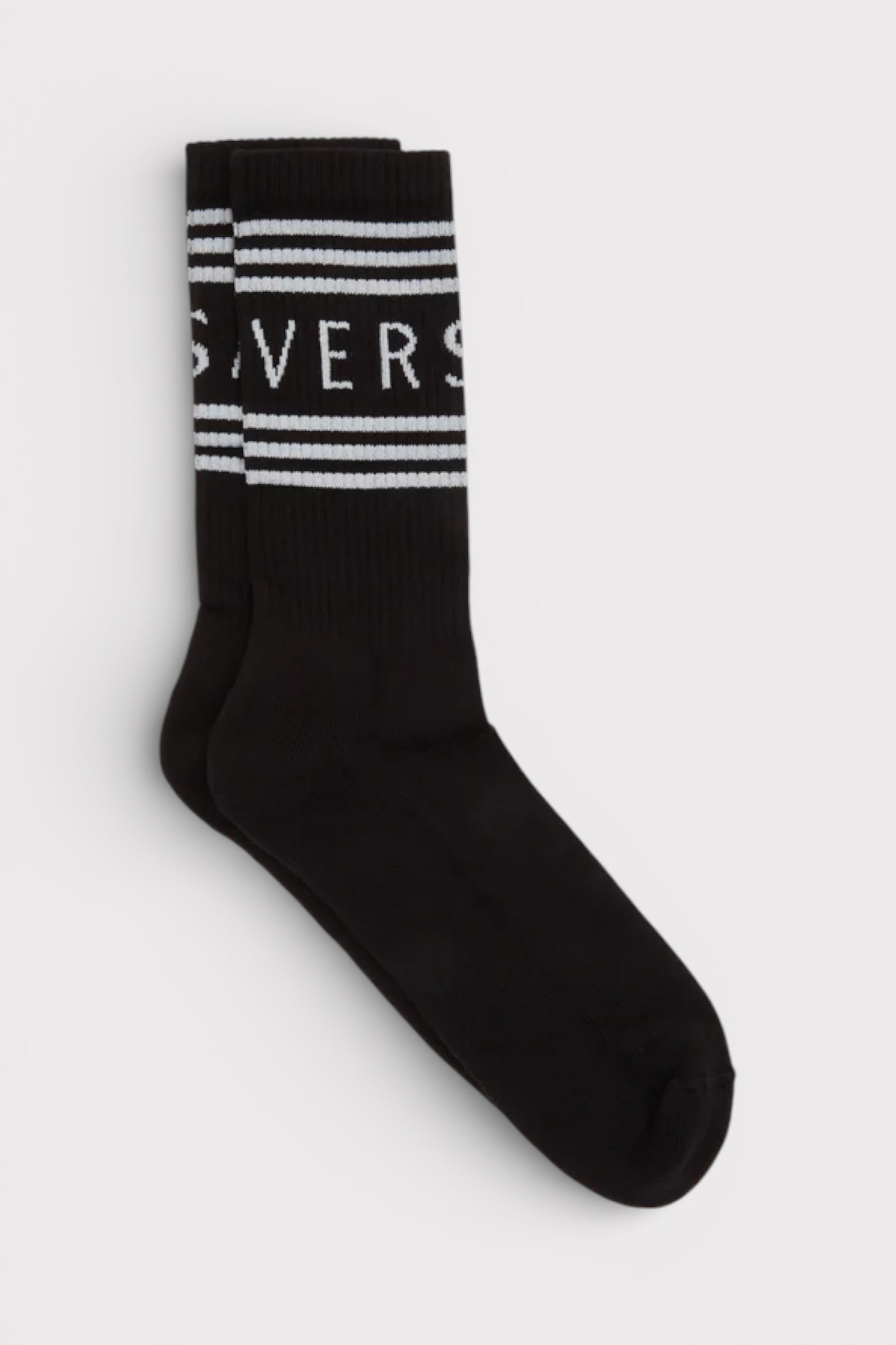 Versace Men's   Black Logo Socks White in Size L, BrandAlley