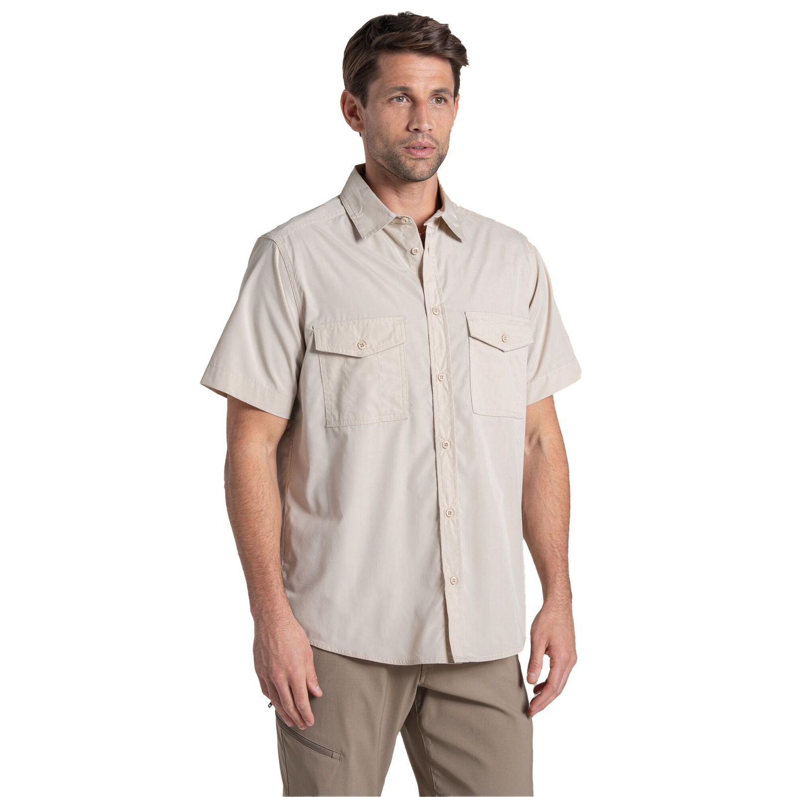 Craghoppers Men's  Shirt Kiwi II Recycled Polyester Oatmeal in Size S, BrandAlley