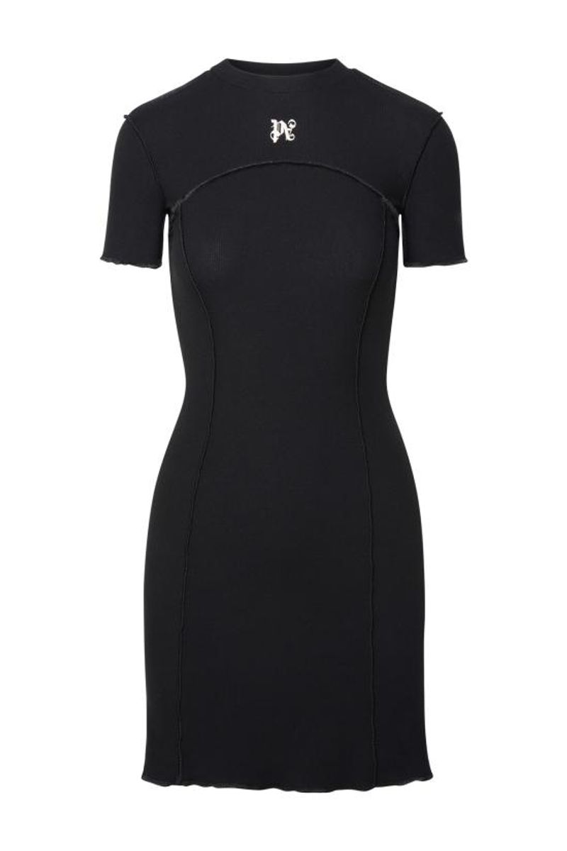 Palm Angels Women's   Black Monogram Mini Dress in Size 8, BrandAlley