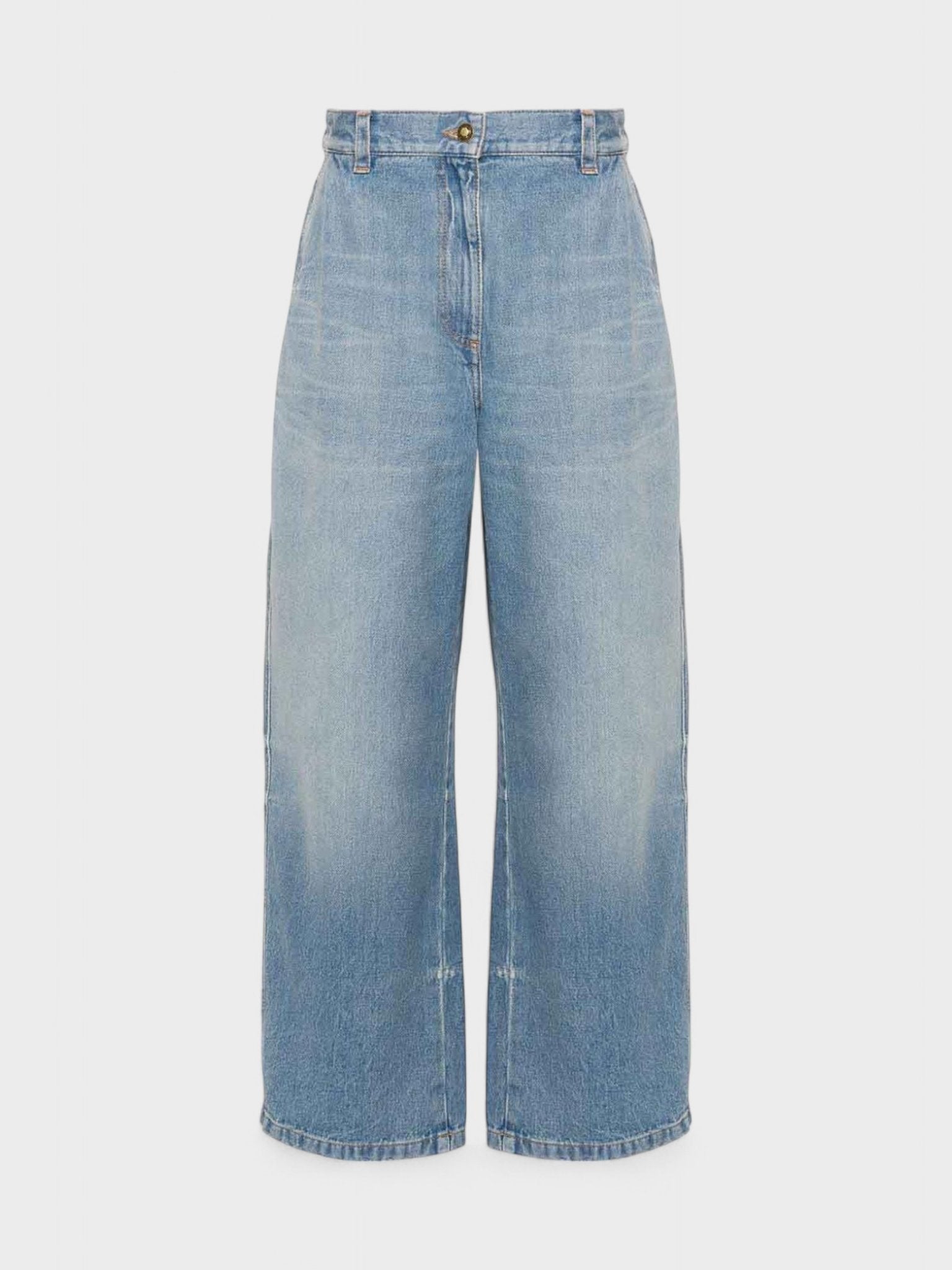 Palm Angels Women's   Blue Washed Logo Wide Denim Jeans in Size 27, BrandAlley