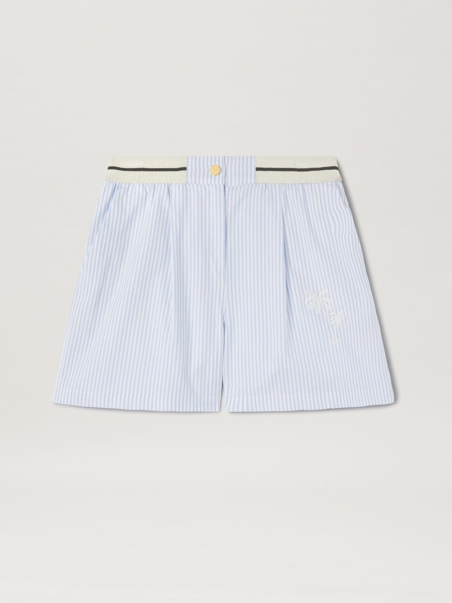 Palm Angels Women's  Palms Striped Boxer Shorts Light Blue in Size XS, BrandAlley