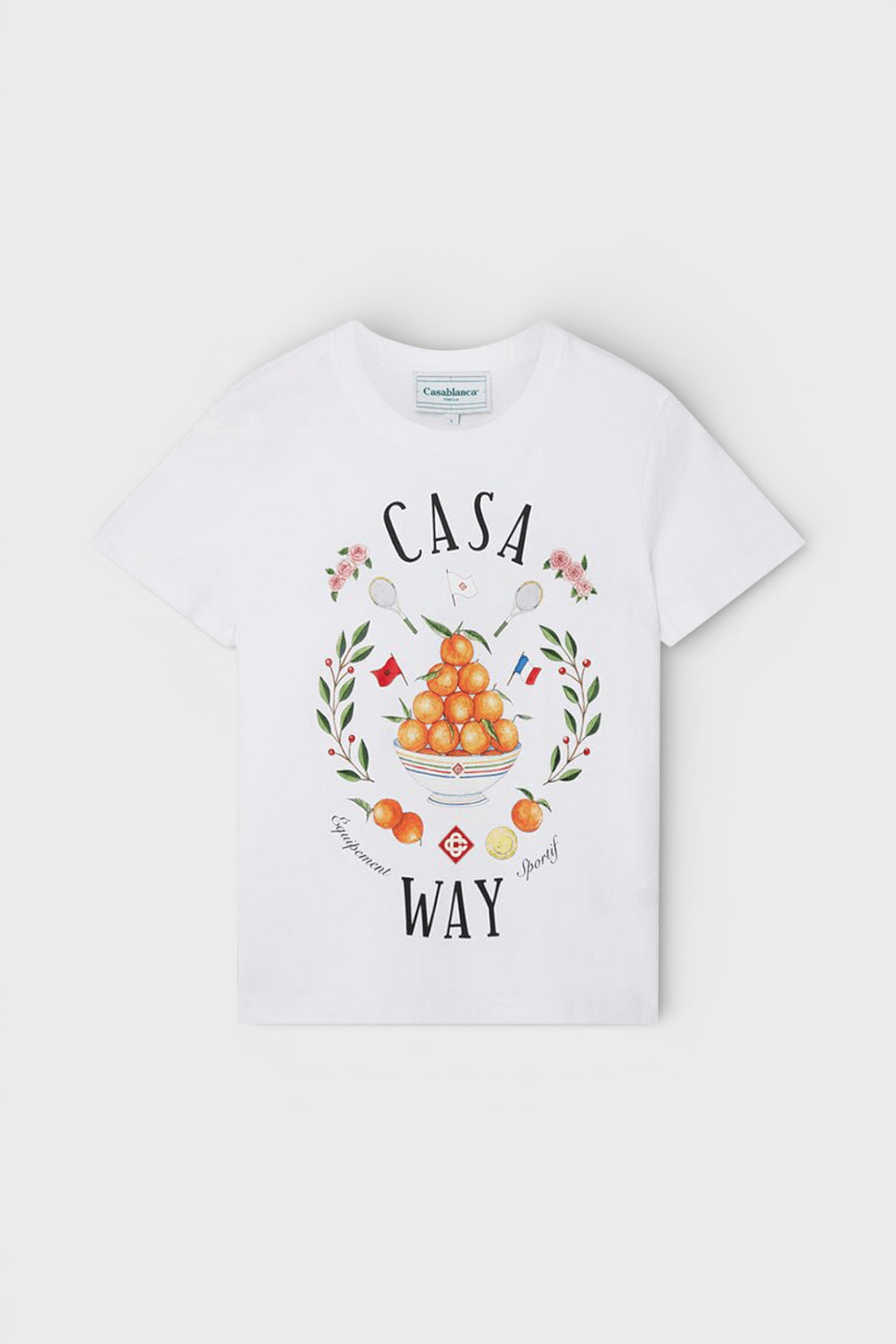 Casablanca Women's  Printed Fitted T-Shirt Casa Way White in Size L, BrandAlley