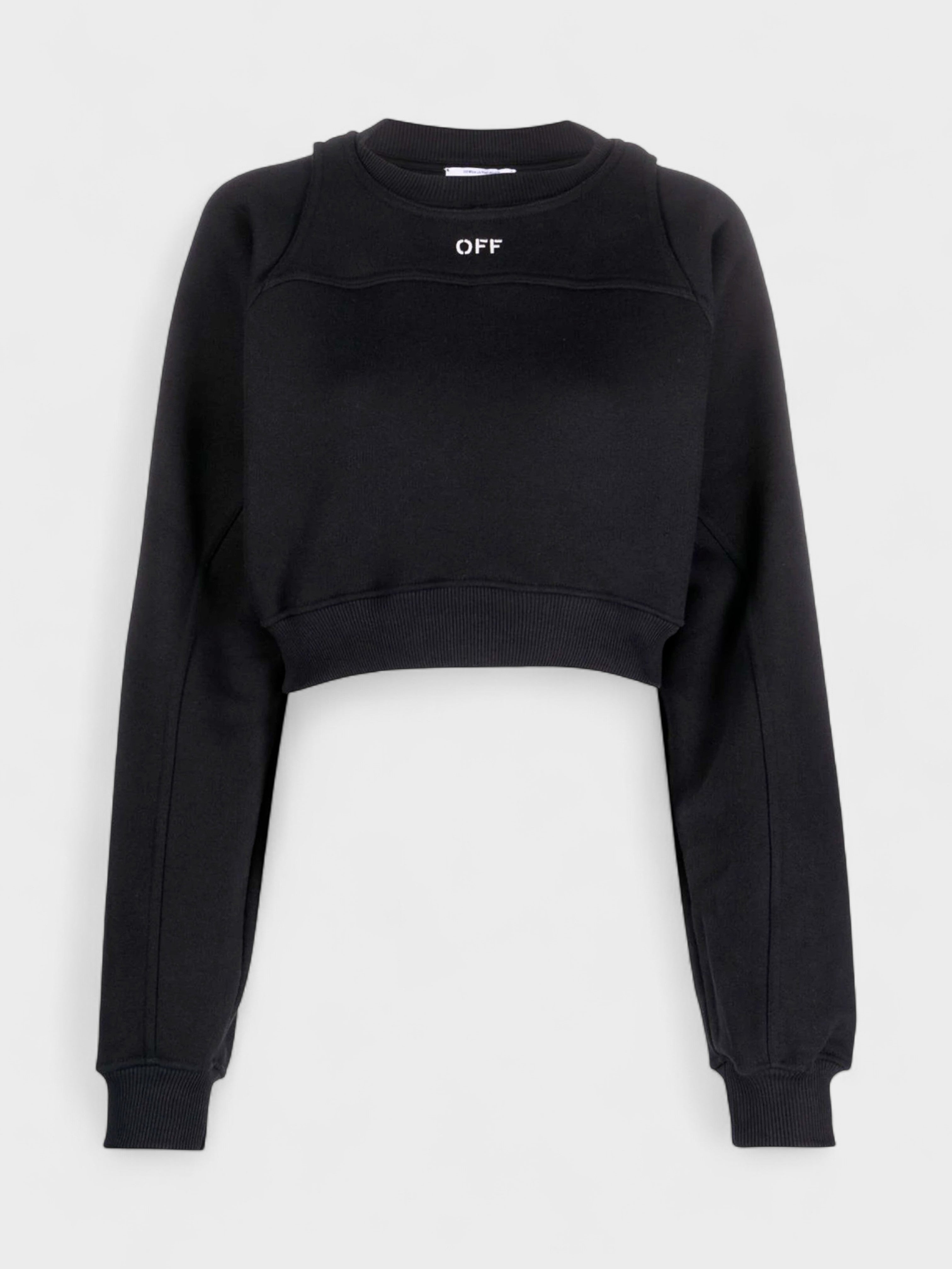 Off-White Women's  Off Stamp Round Crop Crewneck Black White in Size M, BrandAlley