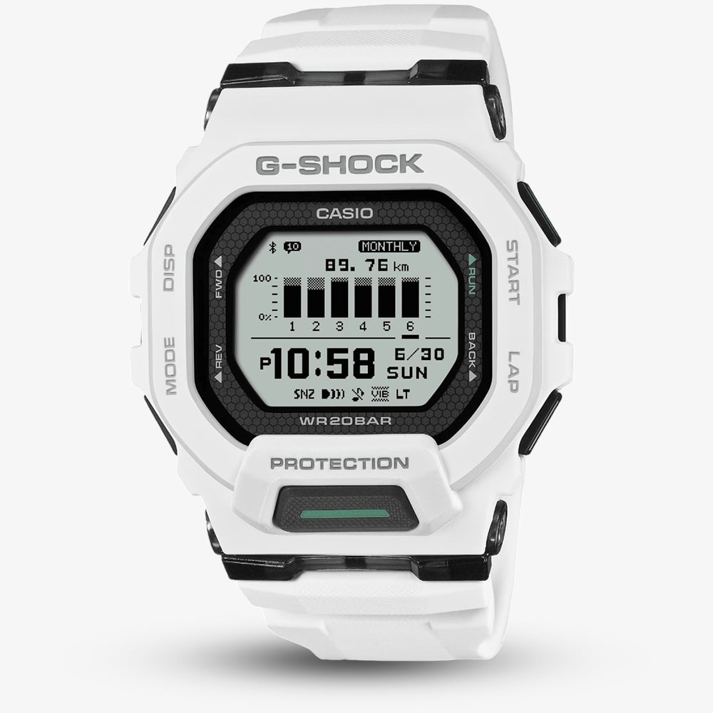 Casio Men's  G-Shock G-Squad Digital White Strap Smart Watch GBD-200-7ER , BrandAlley