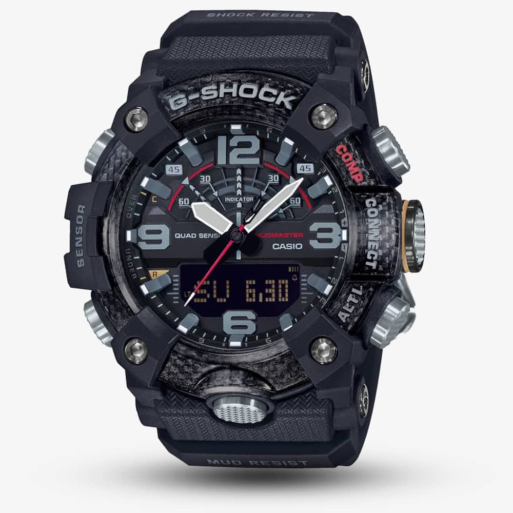 Casio Men's  G-Shock Master Of G Mudmaster Carbon Core Guard Dual Display Black Plastic Strap Smartwatch GG-B100-1AER , BrandAlley