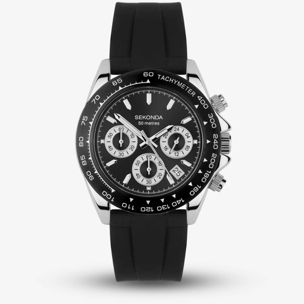 Sekonda Women's  Circuit Chronograph Black Rubber Strap Watch 30199 , BrandAlley