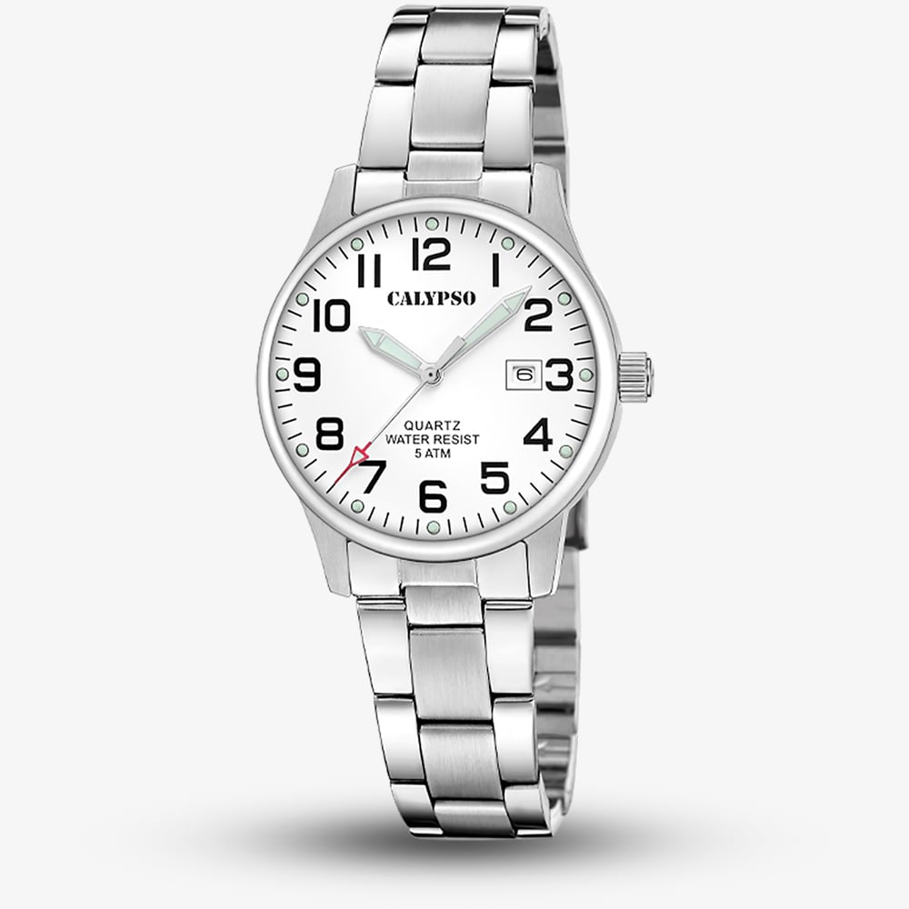 Calypso Women's  Ladies Basic White Stainless Steel Watch K5861/1 , BrandAlley