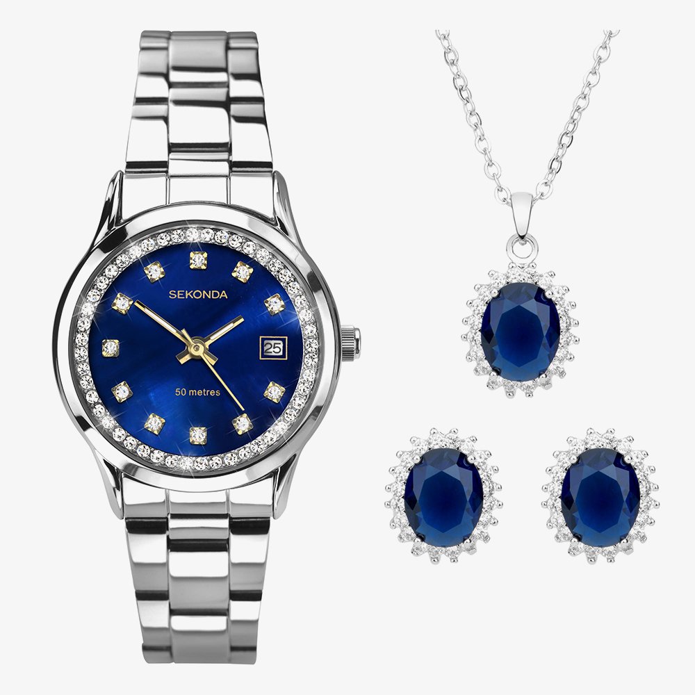 Sekonda Catherine Blue Jewellery & Watch Set 49037 - Size One Size