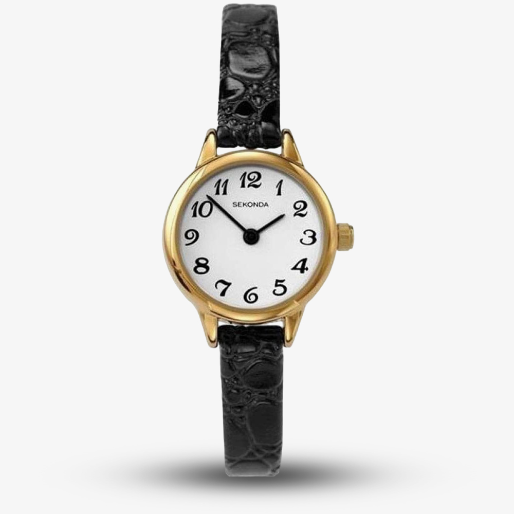 Sekonda Women's  Easy Reader Gold Plated Black Strap Watch 4473 , BrandAlley