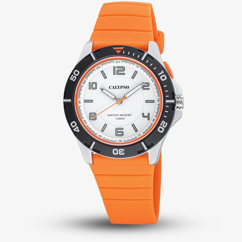 Calypso Women's   White  Sweet Time Orange Rubber Strap Watch K5857/3 , BrandAlley
