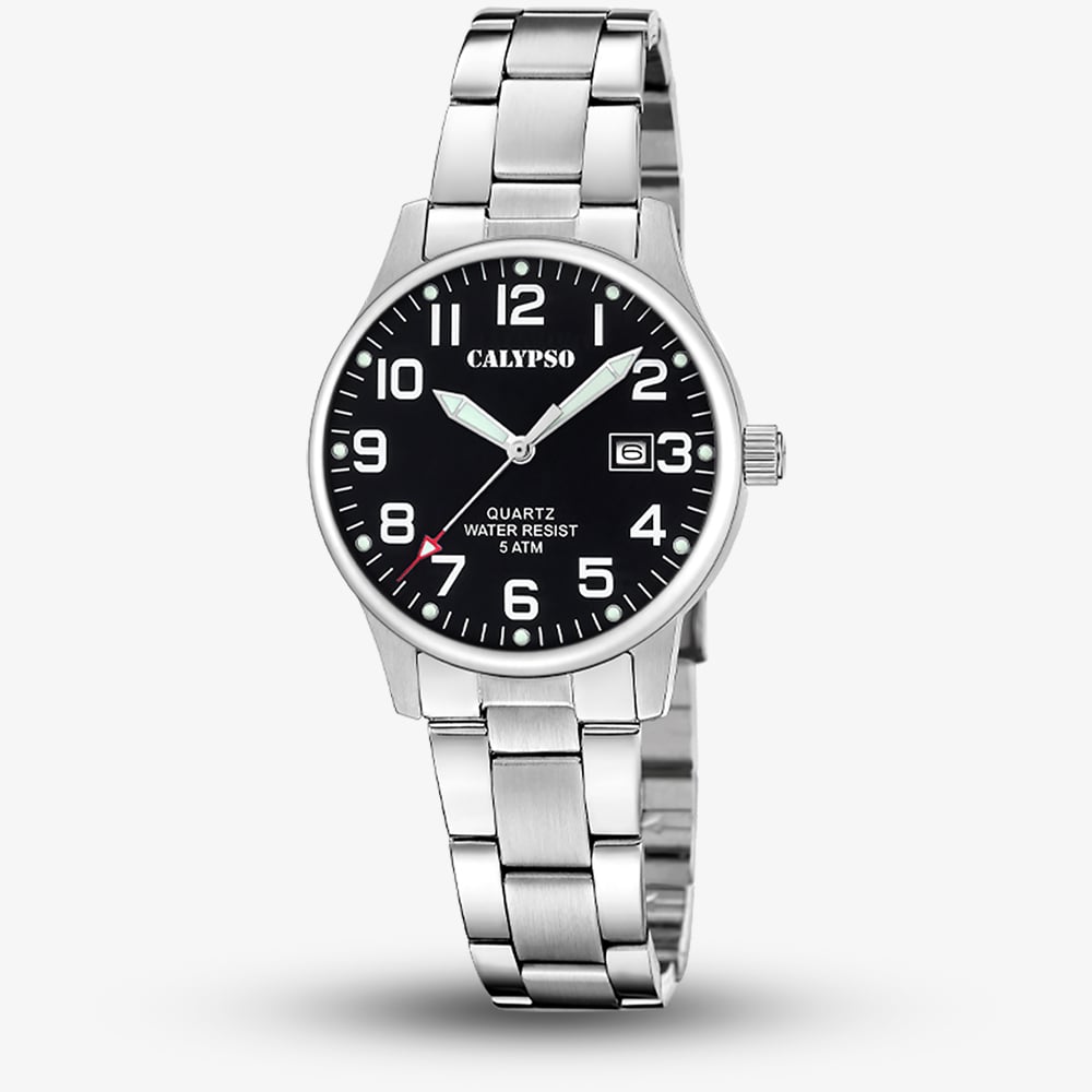 Calypso Women's  Ladies Basic Metallic Black Stainless Steel Watch K5861/4 , BrandAlley