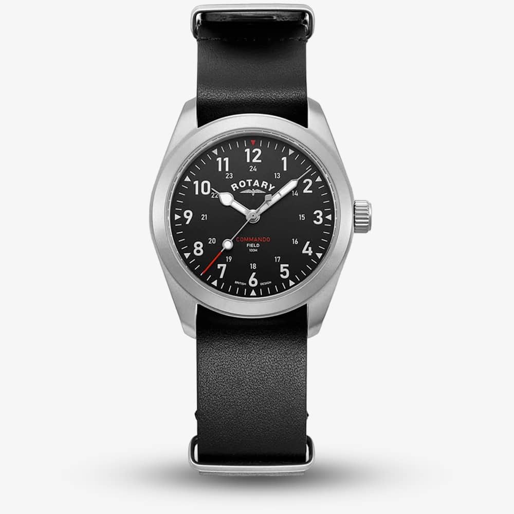Rotary Men's  1895 Commando Field Black Leather Nato Watch GS05535/19 , BrandAlley