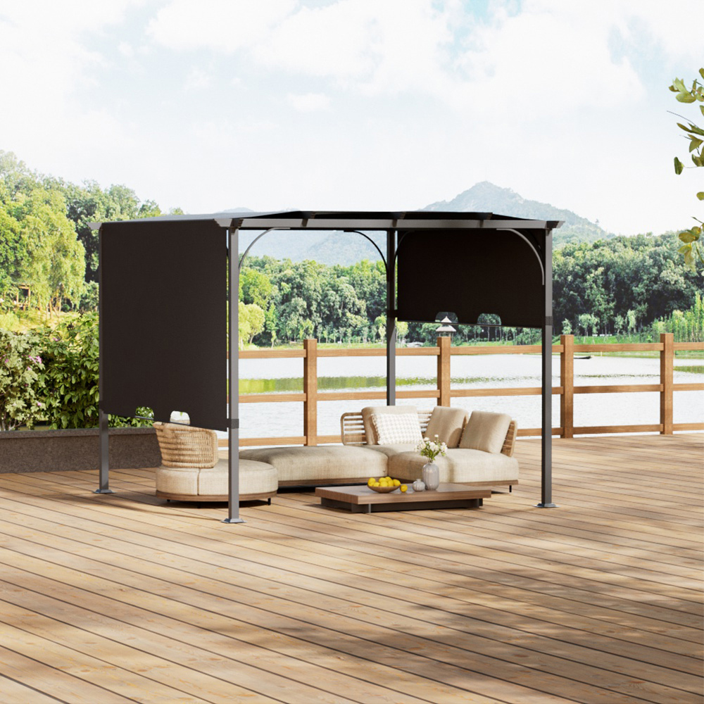 Living and Home    Grey 10 X 10Ft Outdoor Pergola Gazebo With Adjustable Canopy - Dark , BrandAlley