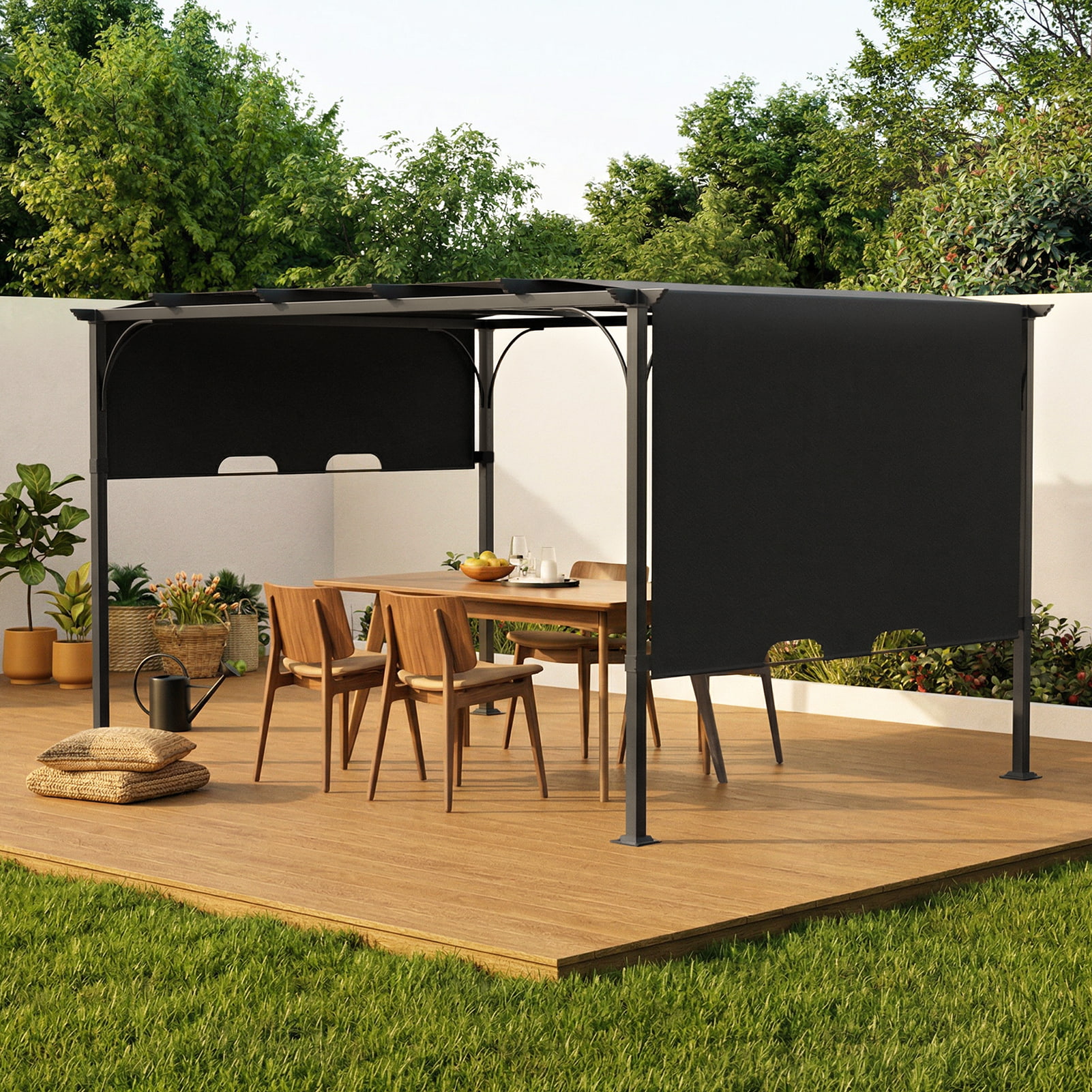 Living and Home    Grey 13 X 10Ft Outdoor Pergola Gazebo With Adjustable Canopy - Dark , BrandAlley