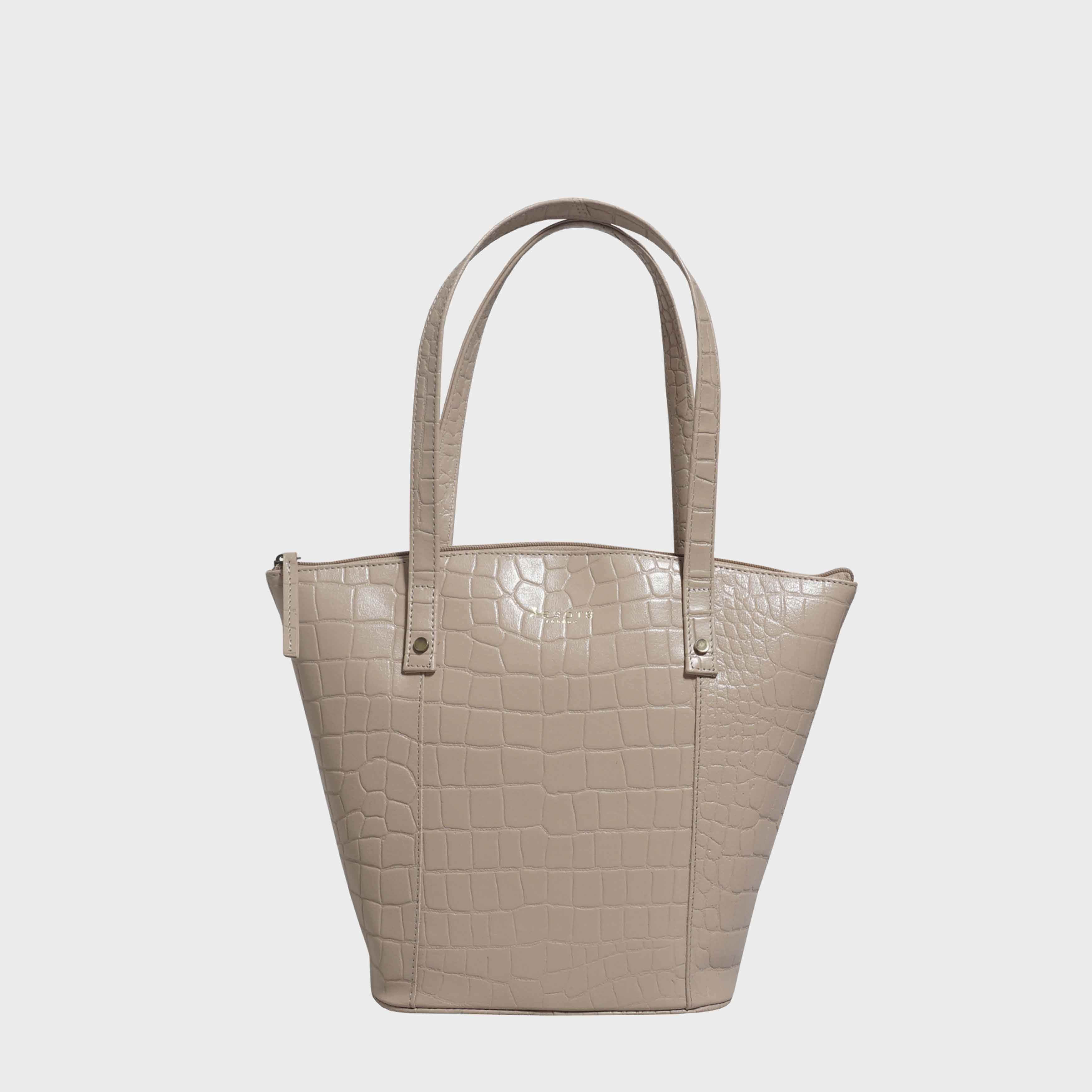 ‘MELANIE’ Croc Real Leather Unlined Bucket Bag