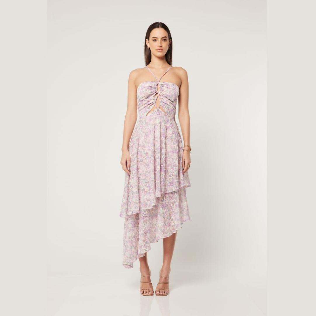 Elliatt Mirer Eyelet Midi Dress Review: Stylish Crisscross Front in Size XS
