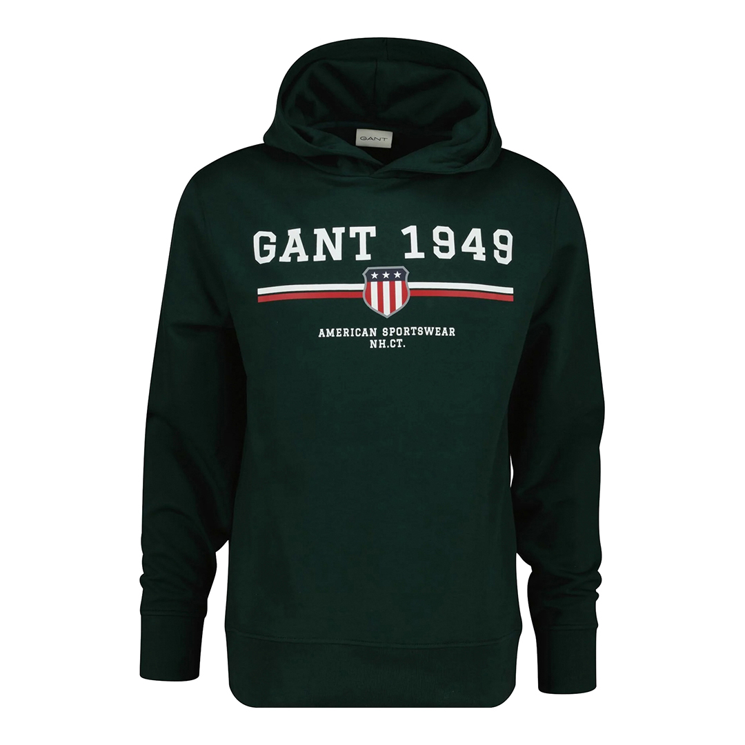 Gant Men's  Green Graphic Cotton Blend Hoodie in Size M, BrandAlley