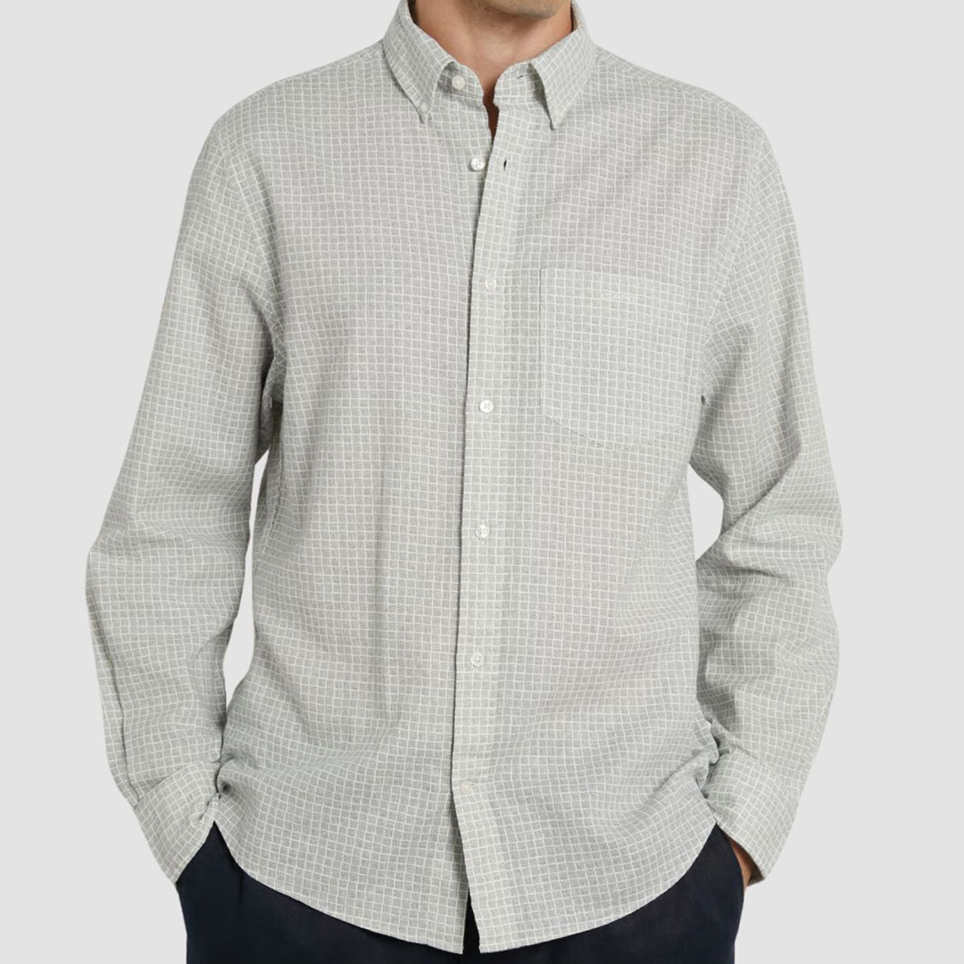 Gant Men's  Crean Cotton Linen Print Shirt in Size M, BrandAlley