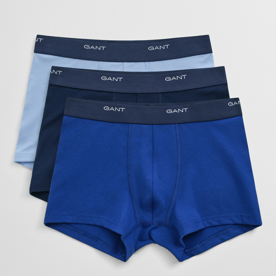 Gant Men's   Blue /Navy 3-Pack Boxer Trunks in Size L, BrandAlley