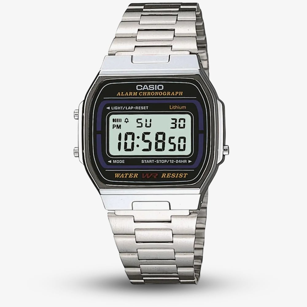 Casio Men's   Silver Vintage & Black Digital Display Watch A164wa-1Ves , BrandAlley