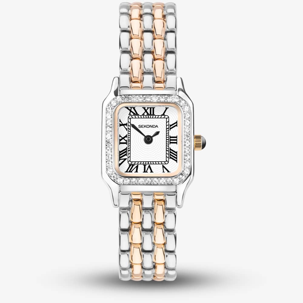 Sekonda Women's  Monica Silver & Rose Gold Plated Stone Set Watch 40643 , BrandAlley