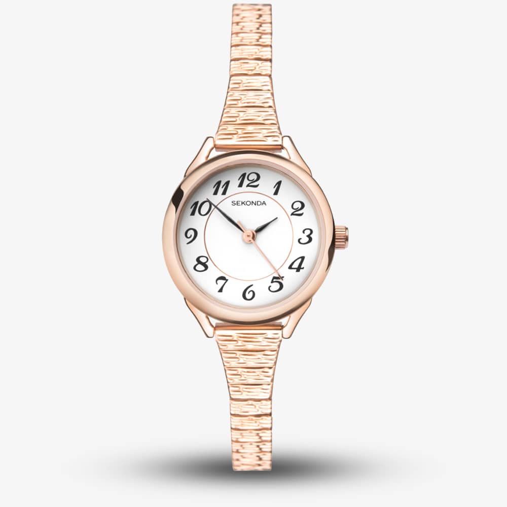 Sekonda Women's   White Easy Reader Rose Gold Plated Expandable Watch 2639 , BrandAlley