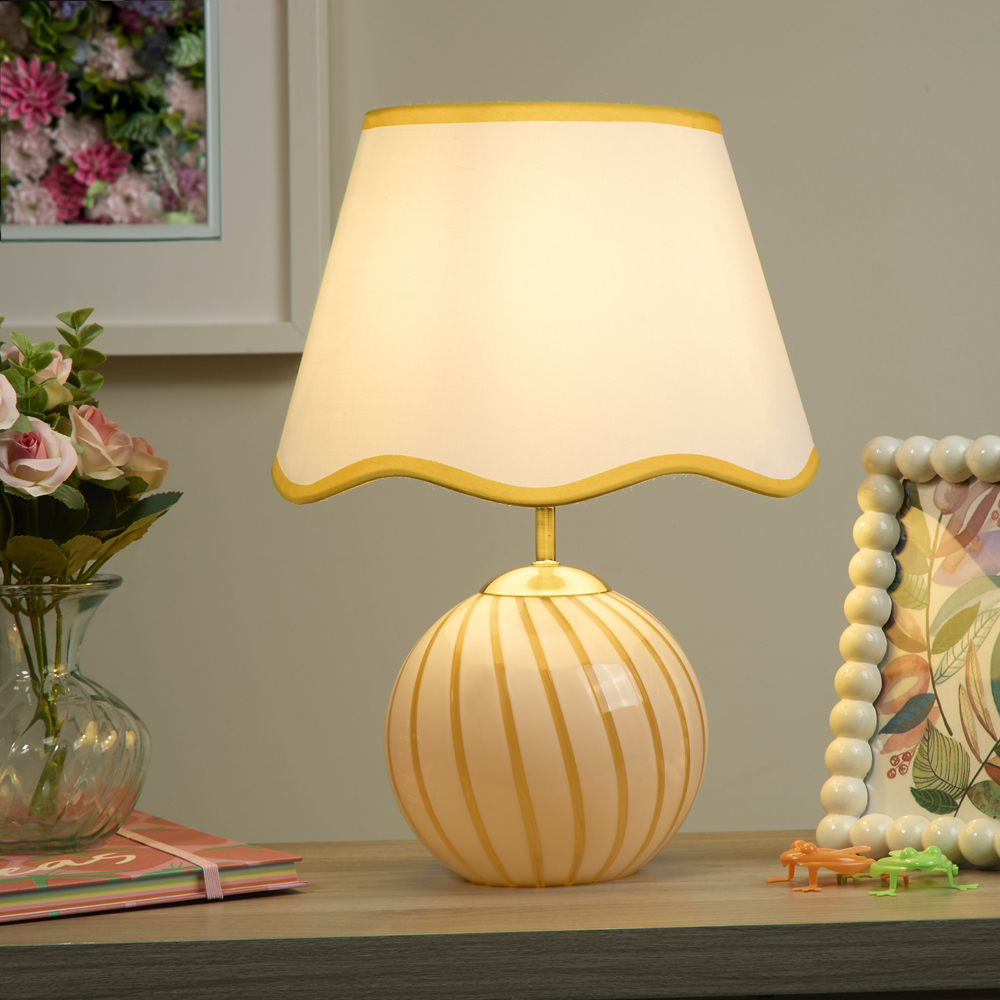 Searchlight   Celine 1Lt Table Lamp Yellow Striped Glass , BrandAlley
