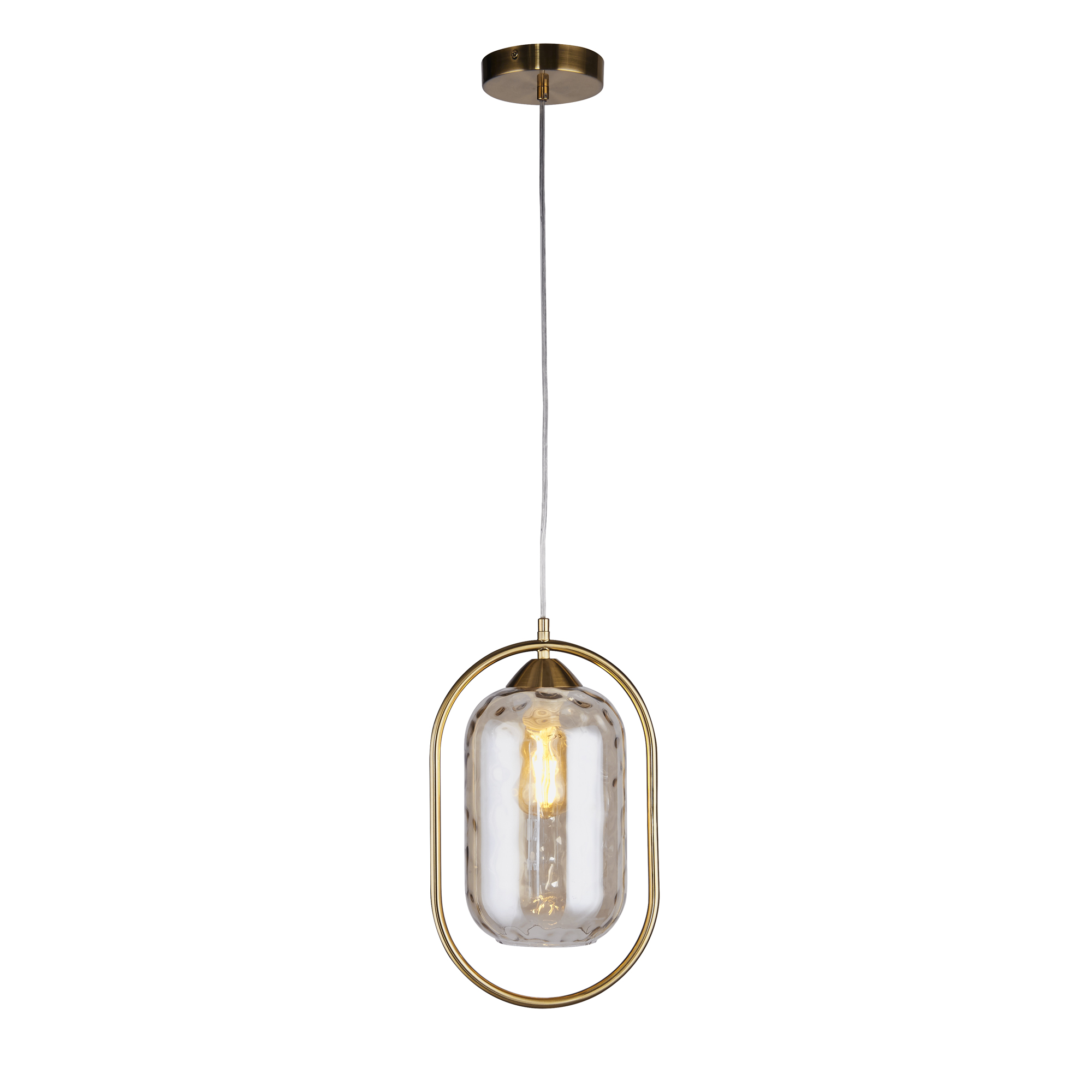 Searchlight   Heather Pendant - Satin Brass Metal & Amber Glass , BrandAlley