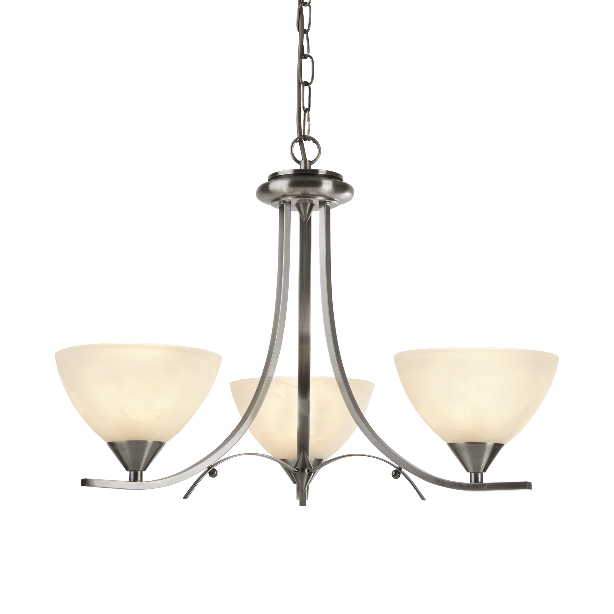 Searchlight    Silver Lucy 3Lt Pendant - Satin & Alabaster Glass , BrandAlley