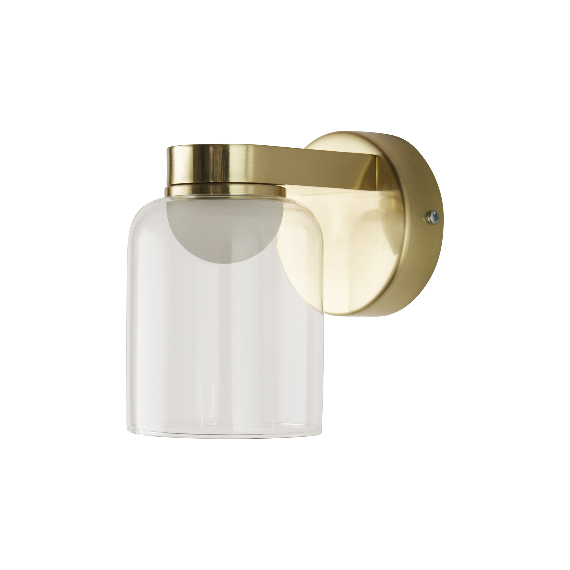 Searchlight   Highball LED Wall Light Satin Brass & Clear Glass IP44 , BrandAlley