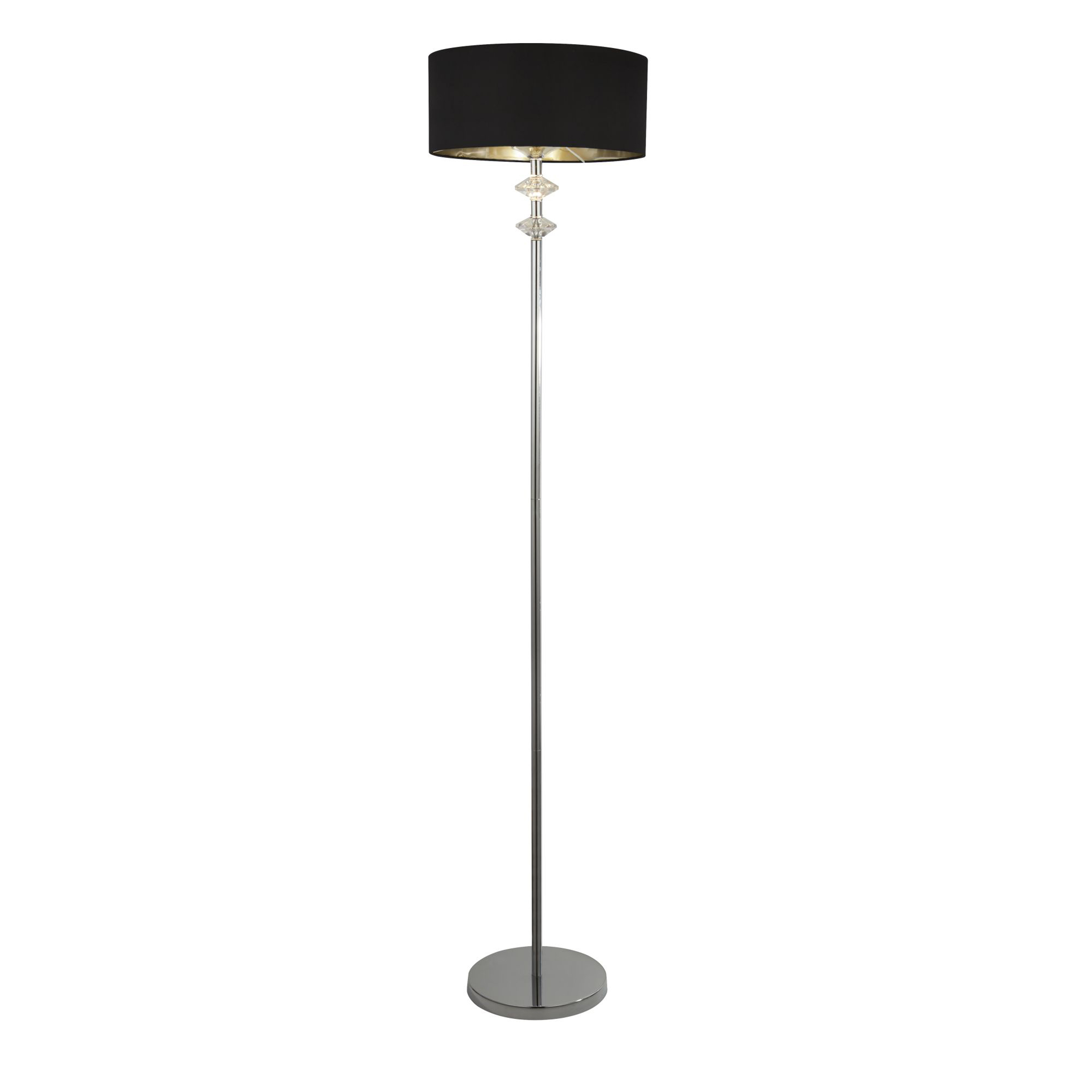 Searchlight   Ontario Floor Lamp - Chrome Metal & Black Fabric Shade , BrandAlley