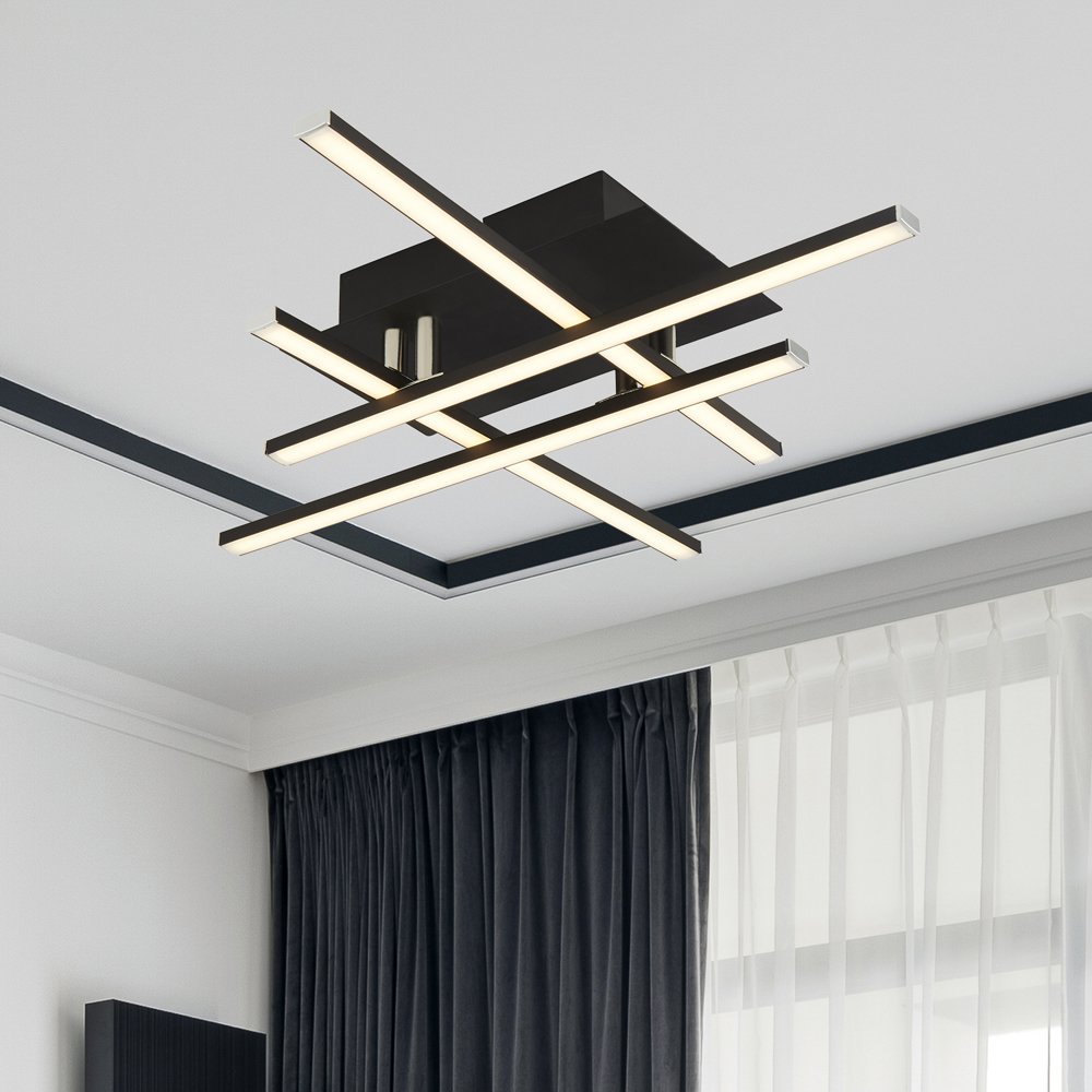 Searchlight    Black Matrix 4Lt Flush - Metal & Opal , BrandAlley