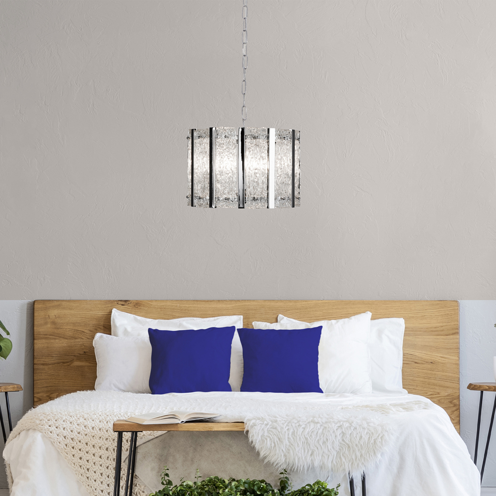 Searchlight    Silver Alexandra 5Lt Pendant - Satin & Aquatex Glass , BrandAlley
