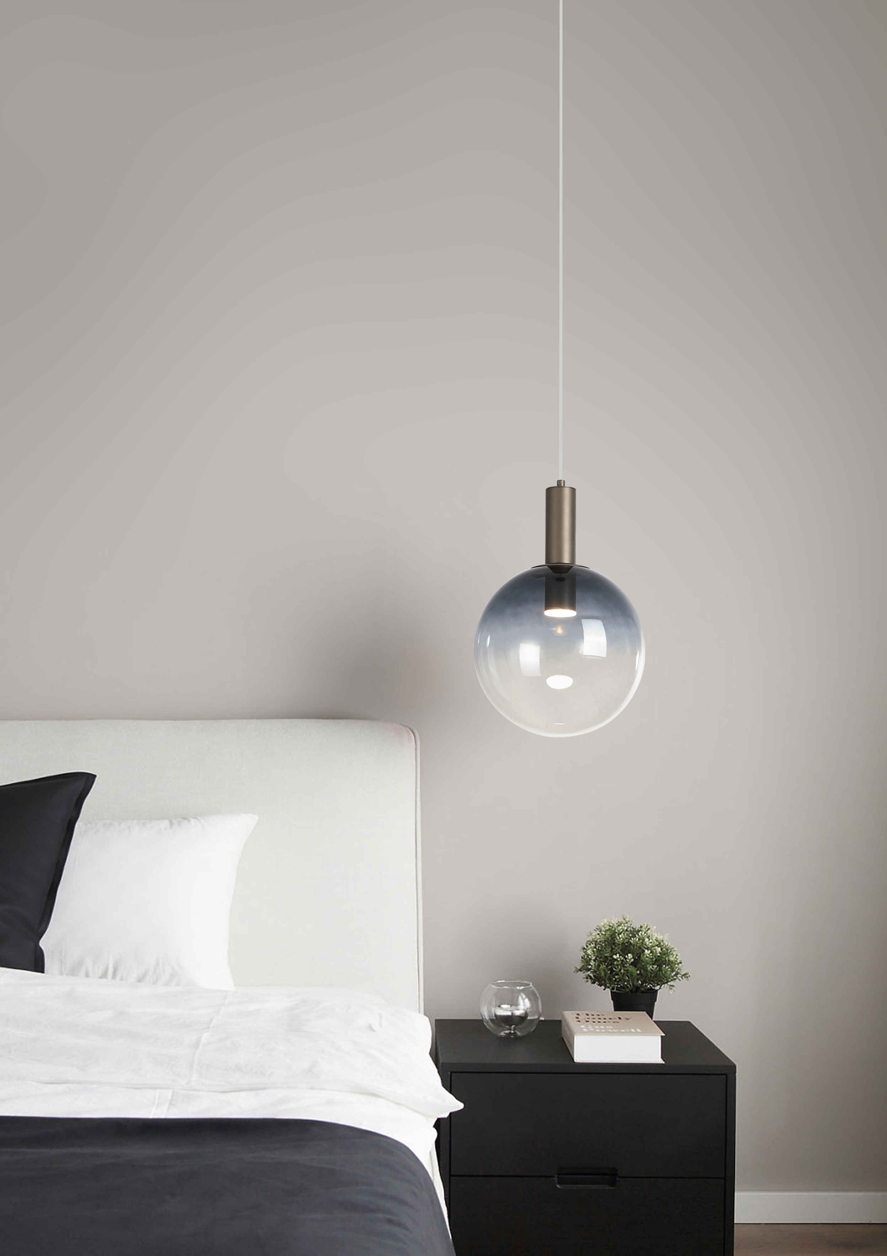 Searchlight   Ombre 1lt Pendant Smoked Ombre Glass with Latte Metal , BrandAlley