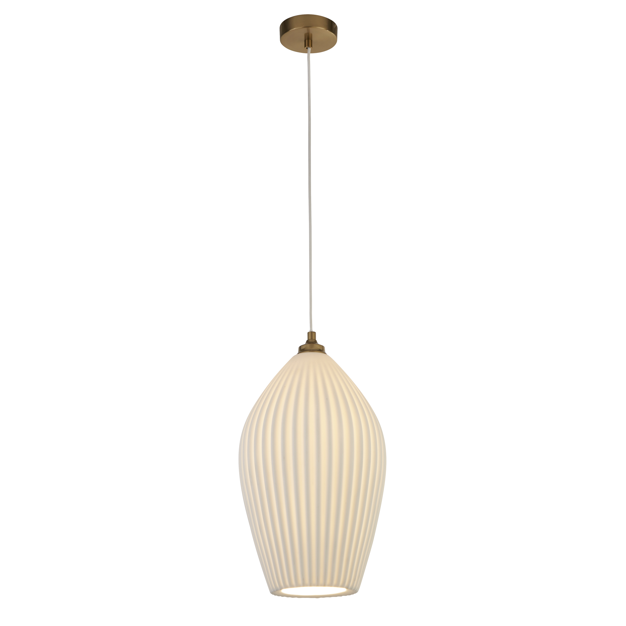 Searchlight    White Minnie Ceiling Pendant - Ceramic & Antique Brass , BrandAlley
