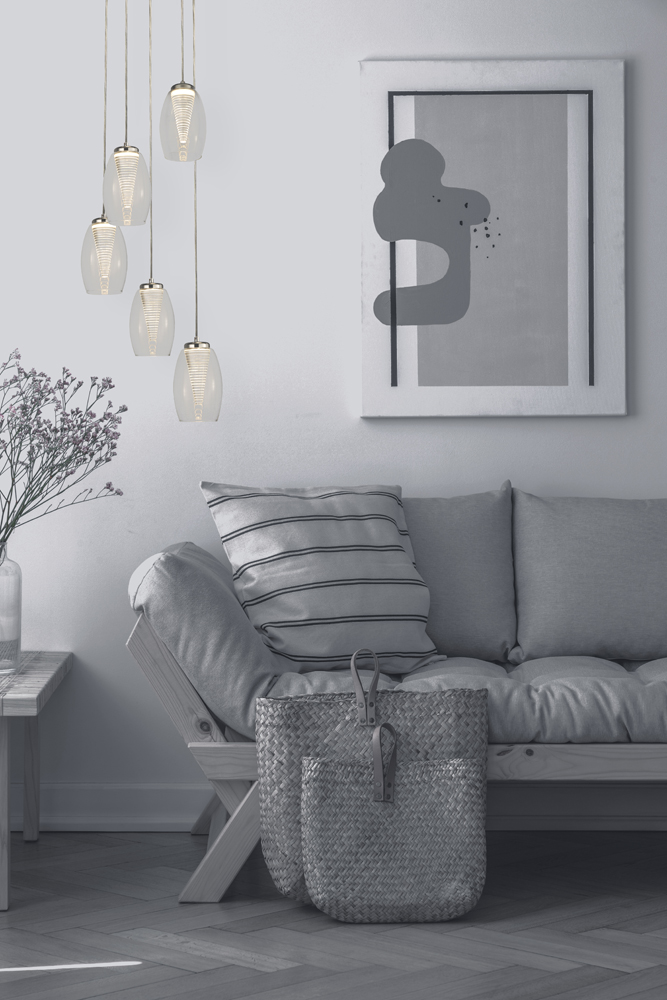 Searchlight   Cyclone 5Lt -Drop Pendant - Chrome Metal & Glass , BrandAlley