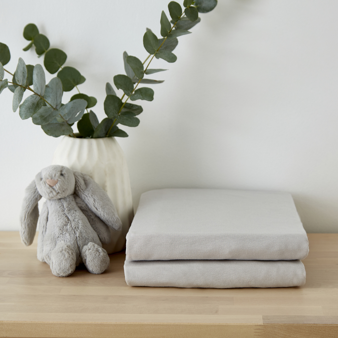 Martex Baby    Grey Fitted Sheet Twin Pack in Size Cot, BrandAlley