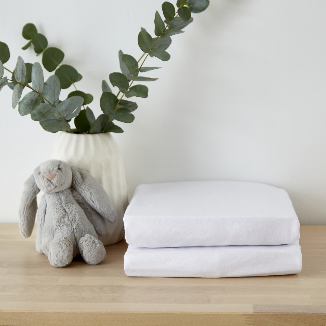 Martex Baby   Fitted Sheet Twin Pack White in Size Cot, BrandAlley