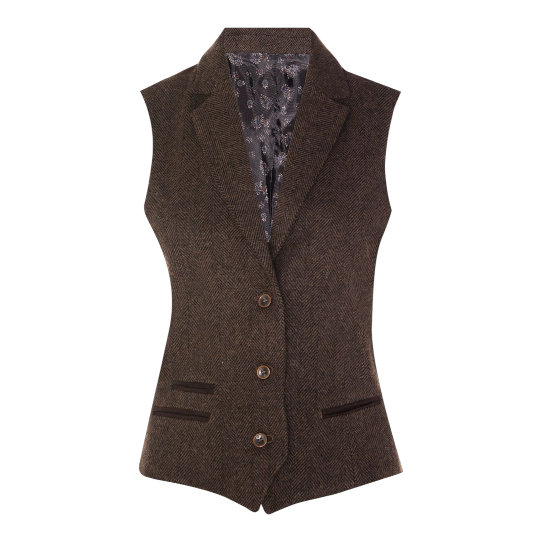 TruClothing Women's   Brown Tweed 1920S Herringbone Waistcoat in Size M, BrandAlley