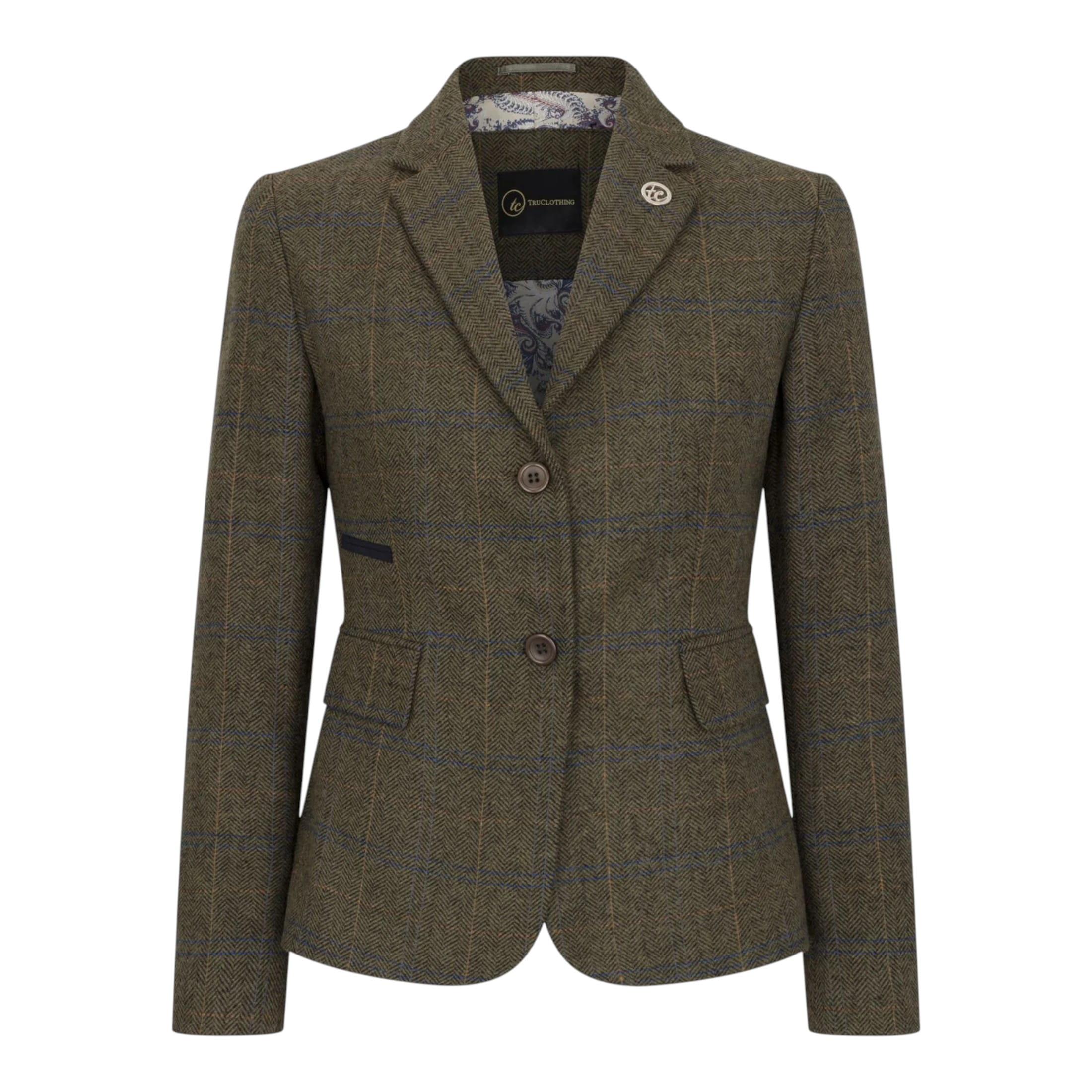 TruClothing Women's   Olive Tailored Fit Tweed Blazer in Herringbone Check in Size 2XL, BrandAlley