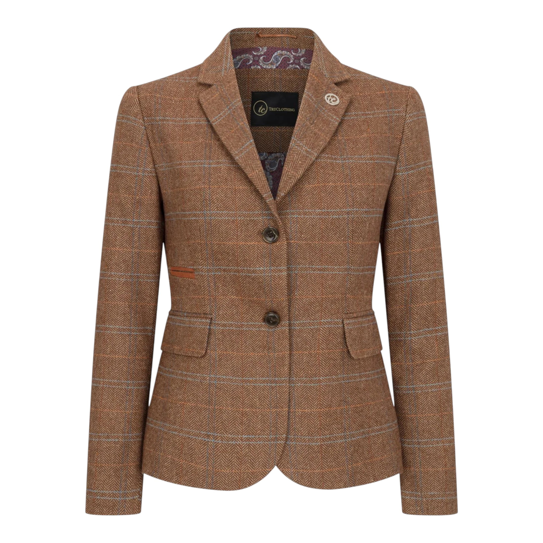 TruClothing Women's   Brown Oak Tailored Fit Tweed Blazer In Herringbone Check in Size XS, BrandAlley