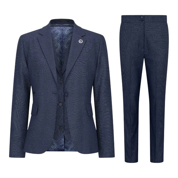 TruClothing Women's   Navy Three-Piece Tailored Fit Suit in Prince of Wales Check in Size L, BrandAlley