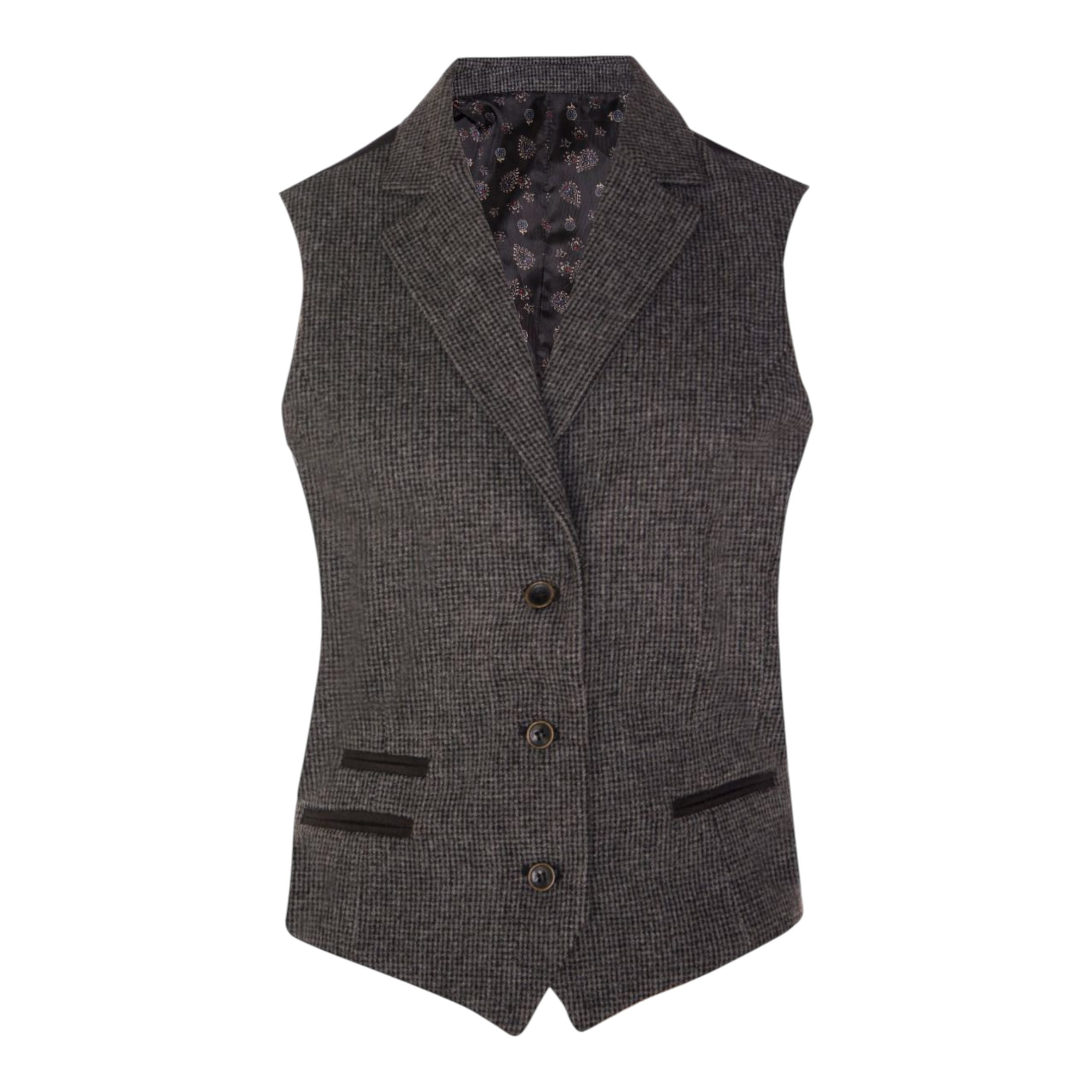 TruClothing Women's   Grey Tweed 1920S Herringbone Waistcoat in Size S, BrandAlley