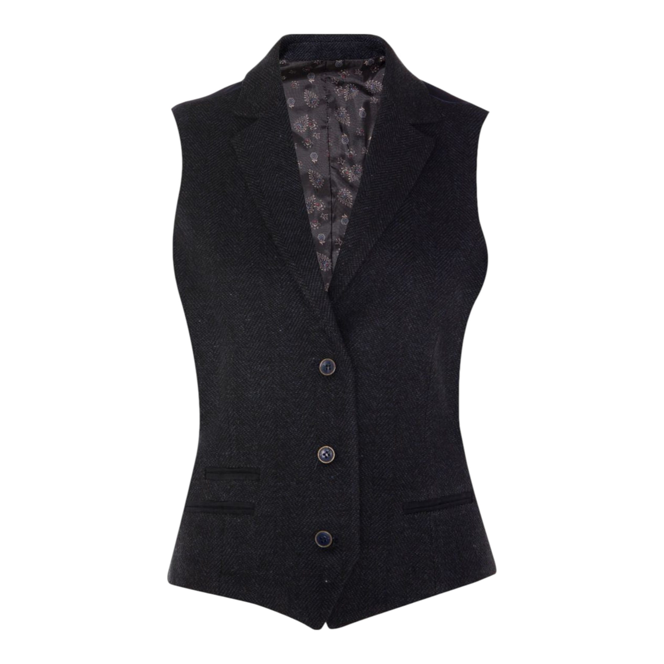 TruClothing Women's   Tweed 1920s Herringbone Navy Waistcoat in Size XL, BrandAlley