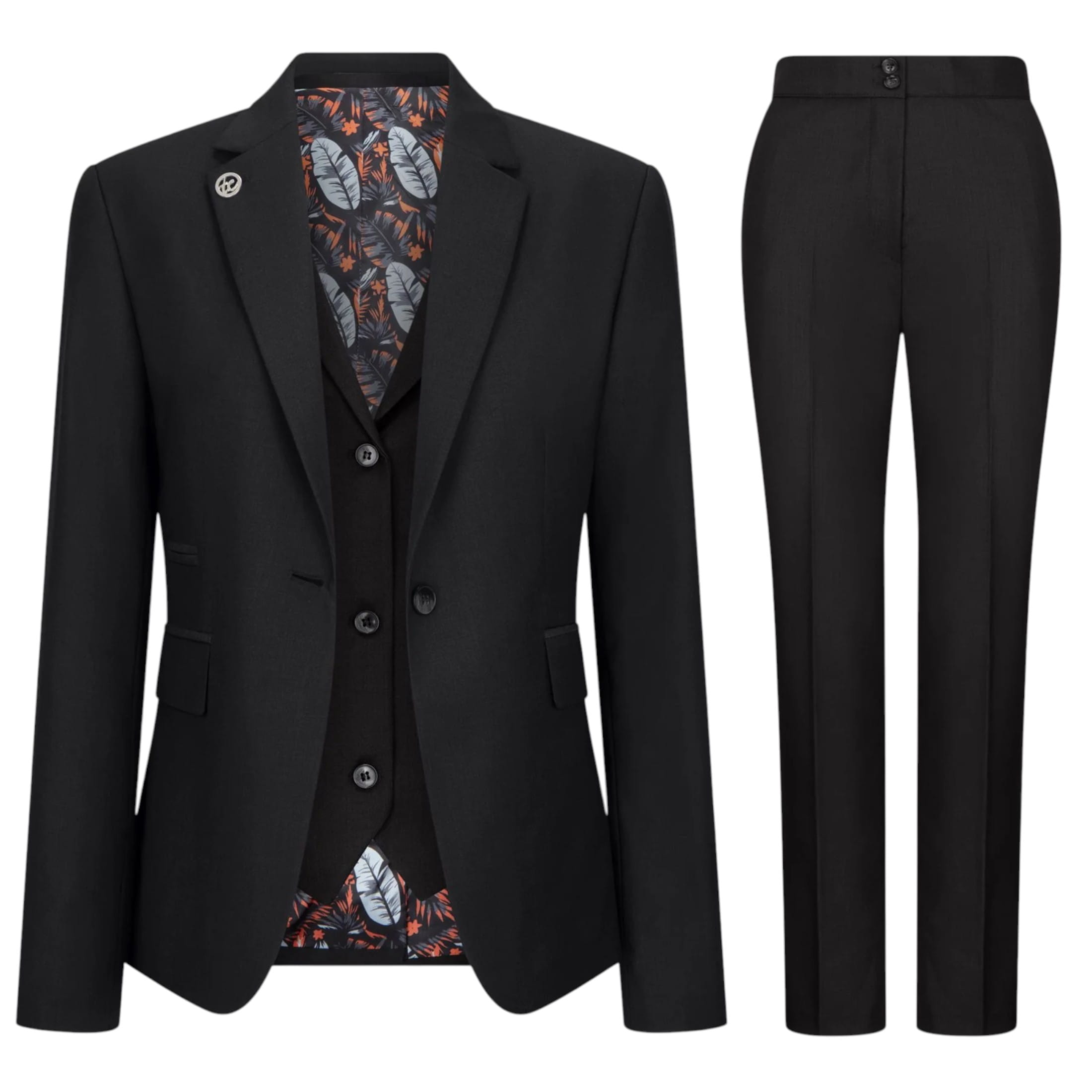 TruClothing Women's   Black 3 Piece Tailored Fit Plain Formal Office Suit in Size L, BrandAlley