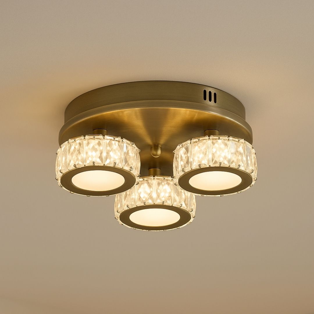 Pagazzi Lighting   Dilan 3 Light Antique Brass LED Flush Ceiling Light , BrandAlley